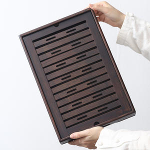 Plateau de service à thé en bambou avec bac de drainage, table à thé avec réservoir d'eau, plateau de préparation à sec en bambou - Product Image 2