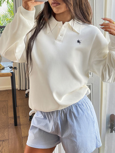 <span class=keywords><strong>Felpa</strong></span> da donna autunnale <span class=keywords><strong>con</strong></span> cappuccio e paillettes, casual, a maniche lunghe, <span class=keywords><strong>con</strong></span> logo frontale, vestibilità ampia e <span class=keywords><strong>bottoni</strong></span> a mezza abbottonatura - Product Image 3