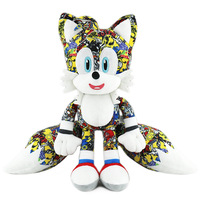 Peluche hérisson Sonic imprimée super douce avec rembourrage en coton PP, anti-stress, poupée brodée pour machine à griffes