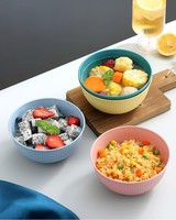 Lot de Bols en Paille de Blé Personnalisables, Incassables, Sans BPA, Colorés et Côtelés, pour la Maison et le Camping, 6 Couleurs