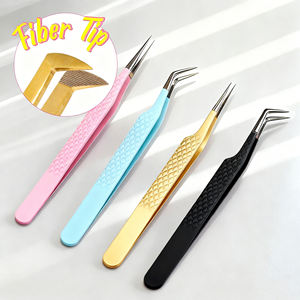 Groothandel Volume Gebogen Punten Kleurrijke Wimperverlenging Pincetten Gemakkelijk te Gebruiken Isolatie Vezelpunt Wimperpincetten in Pakistan - Product Image 3