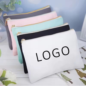 Custom Print Logo Cotton Makeup <strong>Bags</strong> Reusable Canvas Cosmetic Pouch Portable Pencil <strong>Bag</strong> with Zipper Make up Brush <strong>Bag</strong> - Product Image 2