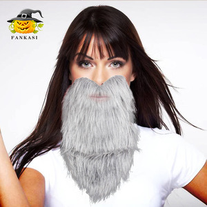 Barba de Halloween Larga en Forma de Corazón, Gris, Blanca y Negra, de Poliéster, Accesorio de Disfraz Unisex - Product Image 4