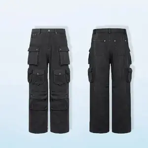 Mens Clothing Manufacturer Custom Mens Cargo Pants Multi Function Pants Washed Utility Trousers Custom Logo