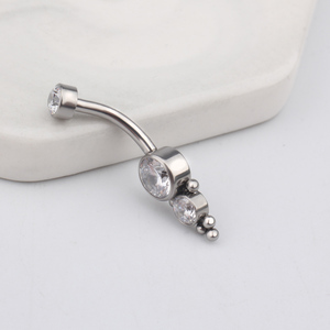 Chất lượng cao Titan cấy ghép lớp nội bộ ren trắng CZ bezel đính cườm rốn xuyên bụng nút Vòng - Product Image 5