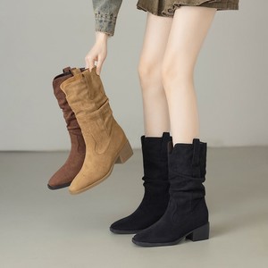 Sepatu <span class=keywords><strong>Boots</strong></span> Suede Retro Model Ankle & Bootie dengan Ujung Runcing dan Hak Tebal, Gaya Roman untuk Wanita, Musim Semi/Gugur/Dingin Terbaru - Product Image 1