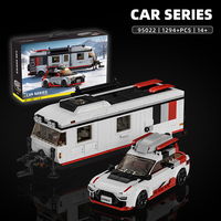 Set Blok Bangunan Mobil Wisata RV & Trailer Camper, 1294 Buah Model Kendaraan Rakitan DIY, Hadiah Mainan Bata Puzzle Edukatif