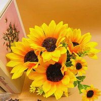 Bonsaï de tournesol en soie artificielle fait main, décoration d'intérieur, accessoires de photographie, style européen réaliste, idéal pour la Saint-Valentin