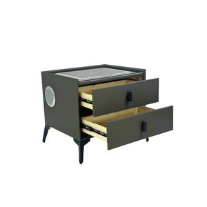 โต๊ะข้างเตียงอัจฉริยะสำหรับห้องนอนพร้อมลิ้นชักโต๊ะข้างเตียงโต๊ะข้างเตียงพร้อมชั้นเก็บของทำจากหนังหรูหราทันสมัย - Product Image 5