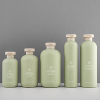 Vente en gros 300ml 500ml HDPE coin arrondi vert clair bouteille de pompe à émulsion de grande capacité ensemble de bouteilles de shampooing