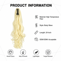 Extension de queue de cheval instantanée à pince 5 secondes, pince à mâchoire discrète, postiche synthétique ondulé pour femme 24" 120g
