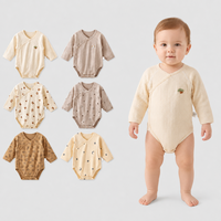 Bodysuit Bayi Lengan Panjang Katun, Onesie Bayi Customizable Unisex, Kancing Tekan, Lembut, Bernapas, Romper Bayi Custom