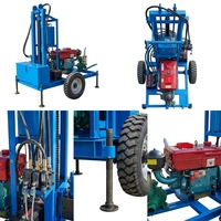 Foreuse de puits d'eau de 50 CV avec chenilles hydrauliques et pompe, alimentée au diesel, transportée sur camion, pour une profondeur maximale de 200 m