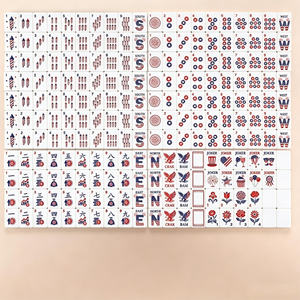 CHIVAN Ensemble de Mahjong Américain Patriotique de Luxe 160 Pièces Tuiles en Acrylique Portables Motif Drapeau Américain Aigle 4 Juillet Fête Familiale Divertissement - Product Image 3