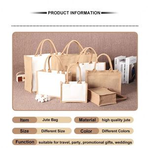 Sac fourre-tout réutilisable en jute imperméable avec logo personnalisé, grande capacité, pliable, pour le shopping, la plage, les mariages, les cadeaux, pour femmes, pour les voyages - Product Image 4