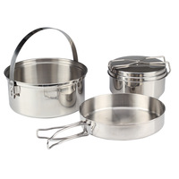 Batterie de cuisine en acier inoxydable, ensemble de cuisine pour sac à dos, batterie de cuisine pour le camping, kit de casseroles et poêles, vaisselle portable