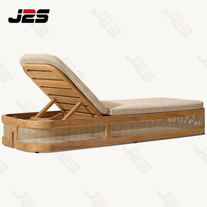 Chaise longue <span class=keywords><strong>de</strong></span> luxe moderne ergonomique à cadre incurvé pour l'extérieur, en teck, avec dossier réglable, coussin imperméable, garantie 5-8 ans - Product Image 5