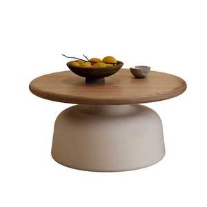 Bàn cà phê gỗ rắn phòng khách nhà căn hộ nhỏ đơn giản Bàn cà phê hiện đại 2025 Bàn cà phê tròn mới - Product Image 5