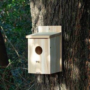 Handmade Wooden Bluebird House Birdhouse with Animal Cage and Parrot Cage 7.4x8.9x6.4in Garden Decorative Birdhouse - Product Image 3