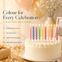 Bougies d'anniversaire fines à rayures arc-en-ciel, sans gouttes, inodores, pour la décoration de gâteaux et cupcakes de fête, directement de l'usine