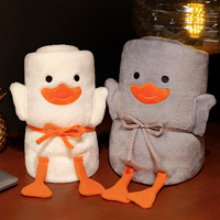 Niedliche Enten-Korallenfleece-Decke Cartoon Weiche Klimaanlagen-Decke für Bett Auto Sofa Couch Schlafzimmer Büro Verdickte Nickerchen-Decke