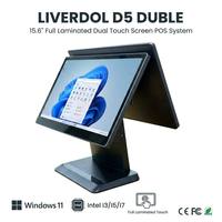 Système POS élégant en alliage d'aluminium, écran tactile entièrement laminé de 15,6 pouces avec Windows 11, prise en charge Intel I3 I5 I7