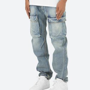 กางเกงยีนส์คาร์โก้ทรงหลวมสีน้ำเงินวินเทจสำหรับผู้ชาย - Product Image 2