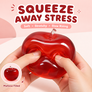 Jouet anti-stress en plastique transparent en forme de pomme, rempli de maltose, en TPR, doux, à rebond lent, pour filles de 14 ans et plus - Product Image 1