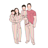 Piyama Bambu Keluarga Seragam Motif Garis untuk Orang Tua dan Anak, Desain Khusus 2026, Populer, 2 Potong Set Celana Pendek untuk Anak