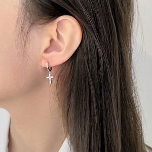 Dylam Jewelry Dainty S925 Silver 5A Cubic Zirconia <b>Tiny</b> Religious Cross Pendant <b>Hoop</b> <b>Earrings</b> for Women Daily Wear Jewel - Product Image 2