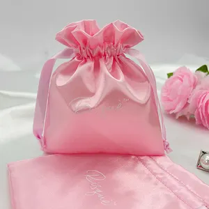 Borsa della spesa promozionale in velluto rosa Super morbida e liscia con logo stampato in velluto sacchetto per la polvere da regalo