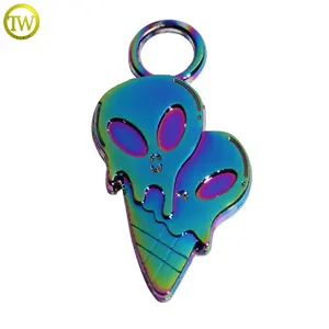Lovely Cartoon Shape Animal Metal Jewelry Charms Custom Made Rainbow Logo Branded Bracelet Hang Tags