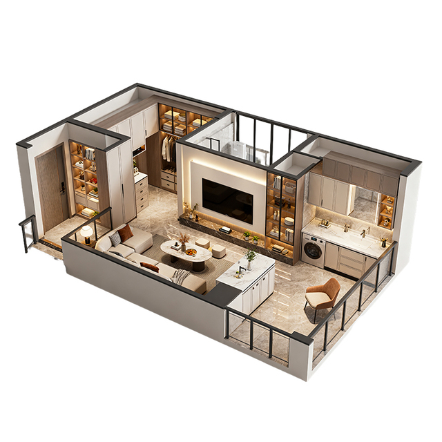 Whole House Furniture Customization Interior Wooden Door Kitchen Tv Cabinet Open Wardrobe Wainscoat Board Bathroom Vanity