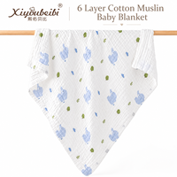 Couverture Bébé en Mousseline 100% Coton 6 Couches 110x110cm Douce et Respirante pour Nouveau-né, Couverture d'Emmaillotage, Vente en Gros OEM ODM