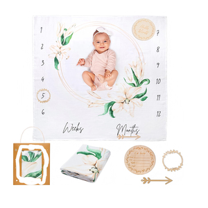 Hộp quà tặng Muslin Swaddle hàng tháng bé Milestone chăn với thẻ - Product Image 1