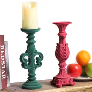 Redeco High Quality Flocking Candle Holders Weddings Candlesticks Resin Candlesticks