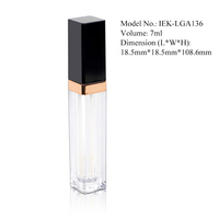 Tubos de Brillo Labial Cuadrados Personalizados, Vacíos, Esmerilados, Transparentes, con Tapa de Rosca y Aplicador Grueso, Impresión Serigráfica