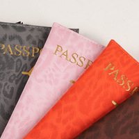 Dompet Perjalanan Motif Leopard PU untuk Liburan, Penutup Passport Kulit PU dengan Desain Cap Emas, Hadiah Pernikahan Promosi