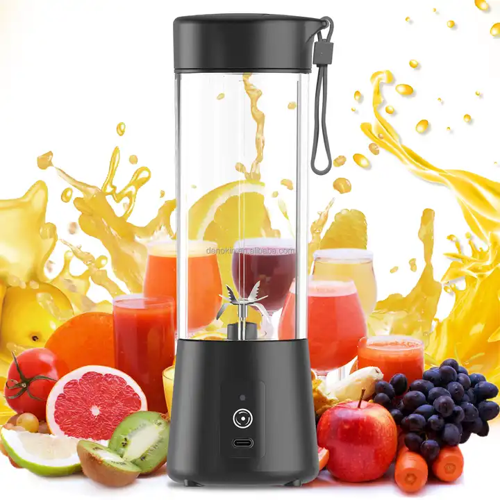 Electric Portable Juicer Blender Cup, Household Fruit Mixer with Six  Blades, 380ml USB Rechargeable Juice Blender, Pink