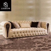 Hotel Villa Wohnzimmer möbel Leder Tufted Couches Chesterfield 321 Sofa garnitur Luxus Chester Sofa