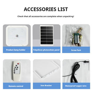 Plafonnier Solaire Carré d'Extérieur et d'Intérieur avec Télécommande et Détecteur, Lampe Solaire pour Balcon, Chambre, Cour et Jardin - Product Image 4