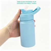 Bouteille isotherme en acier inoxydable pour enfants, 14 oz, écologique, avec paille épaissie, prix de gros