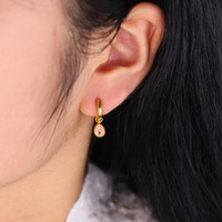 Boucles d'oreilles pendantes géométriques empilées en acier inoxydable plaqué or 18 carats avec pierres naturelles, inaltérables, pour femme, idéales pour les soirées