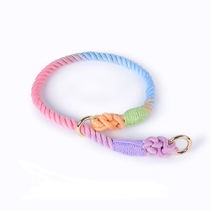 Conjunto de correa de cuello para mascotas de cuerda de algodón de colores mezclados de lujo Diseño de cadena tipo P para comodidad y estilo - Product Image 2