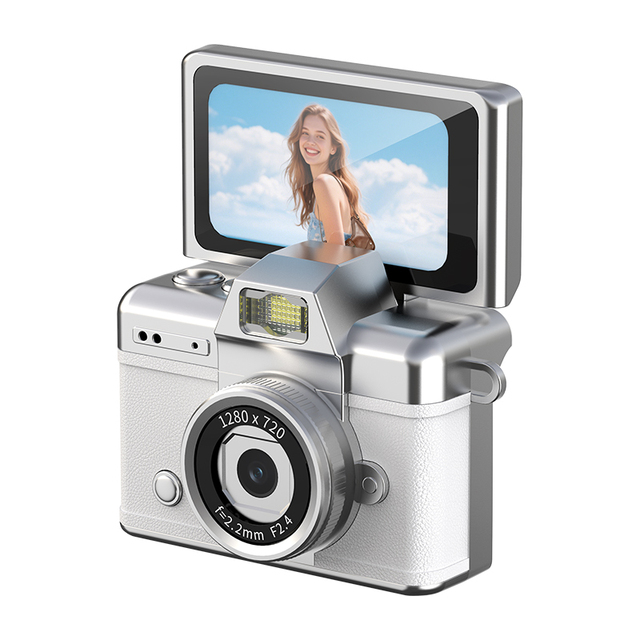 LK027 Compact Mini Kids HD Camera CCD Sensor MicroSD Plastic Body Fixed Focus-Lightweight Flip Screen Student Photography Camera