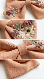 โบว์ผ้าปักมือ งานฝีมือ วินเทจ ลายดอกไม้ รับผลิตตามแบบ (OEM) ขายส่ง สำหรับตกแต่งผ้า - Product Image 3