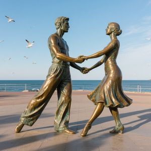 Maison jardin décoration métal artisanat coulée laiton Art moderne grandeur nature le baiser des amoureux Bronze nu Figure Sculpture - Product Image 3