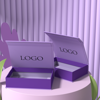 Nouvelle Boîte Cadeau de Luxe Réutilisable à Logo Personnalisé, Boîte d'Emballage Pliante en Carton Aimanté Kraft, Boîtes en Papier Violet