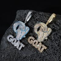 Pendentif Chèvre en Laiton Plaqué Or avec Micro-Pavé de Zircons, Chaîne à Maillons de 24 Pouces, Collier Rétro Hip Hop, Bijou Cadeau