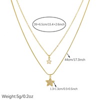 Collier double couche chic avec pendentif cœur et étoile en zircon pavé étincelant, chaîne irrégulière, bijoux haut de gamme pour femmes en gros TGXL14809